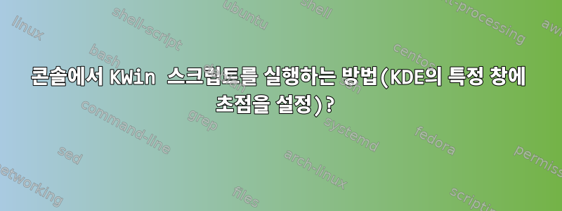 콘솔에서 KWin 스크립트를 실행하는 방법(KDE의 특정 창에 초점을 설정)?