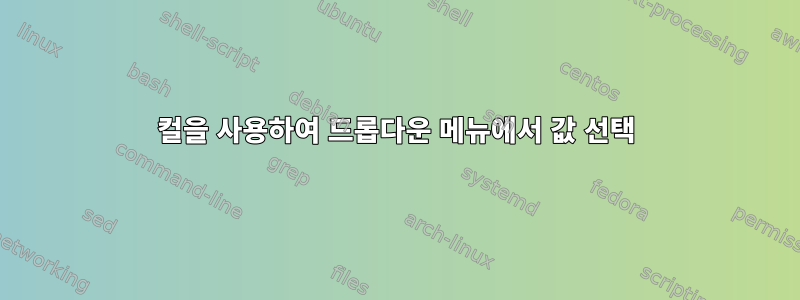 컬을 사용하여 드롭다운 메뉴에서 값 선택