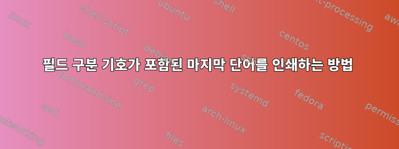 필드 구분 기호가 포함된 마지막 단어를 인쇄하는 방법