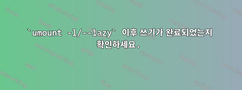 `umount -l/--lazy` 이후 쓰기가 완료되었는지 확인하세요.