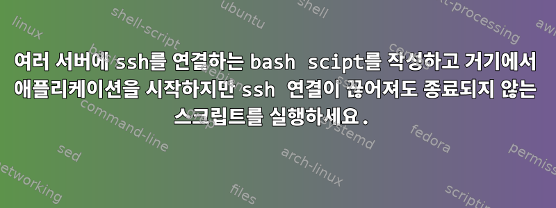 여러 서버에 ssh를 연결하는 bash scipt를 작성하고 거기에서 애플리케이션을 시작하지만 ssh 연결이 끊어져도 종료되지 않는 스크립트를 실행하세요.