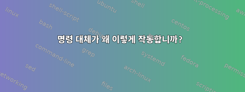 명령 대체가 왜 이렇게 작동합니까?