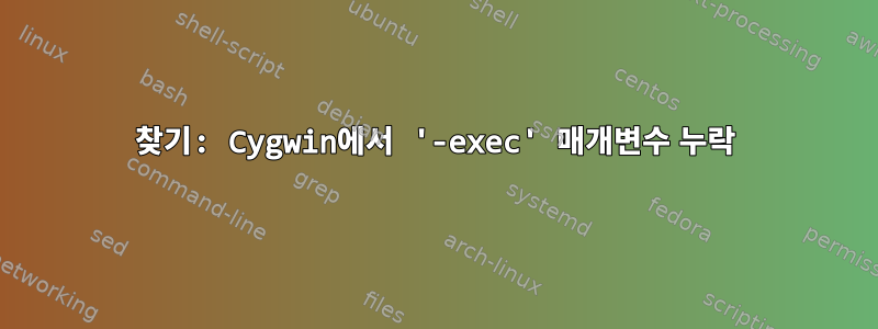 찾기: Cygwin에서 '-exec' 매개변수 누락