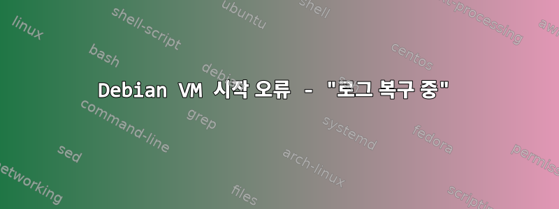 Debian VM 시작 오류 - "로그 복구 중"