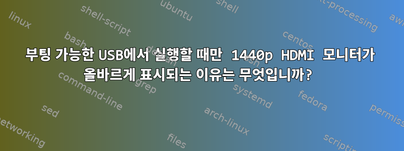 부팅 가능한 USB에서 실행할 때만 1440p HDMI 모니터가 올바르게 표시되는 이유는 무엇입니까?