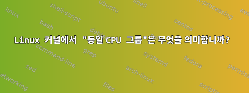 Linux 커널에서 "동일 CPU 그룹"은 무엇을 의미합니까?