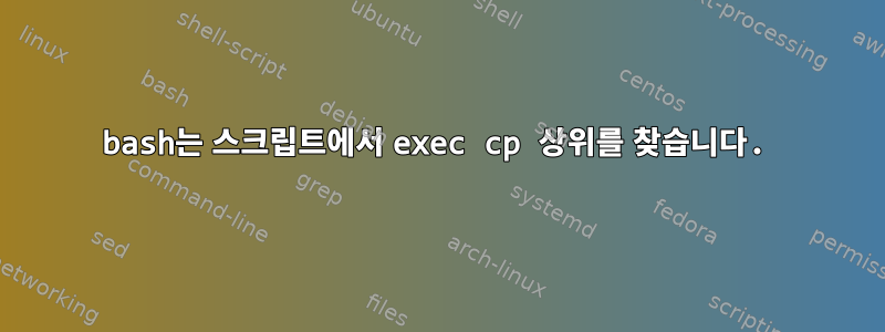 bash는 스크립트에서 exec cp 상위를 찾습니다.