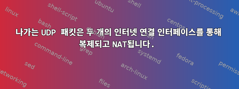 나가는 UDP 패킷은 두 개의 인터넷 연결 인터페이스를 통해 복제되고 NAT됩니다.