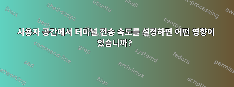 사용자 공간에서 터미널 전송 속도를 설정하면 어떤 영향이 있습니까?