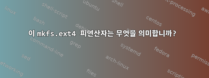 이 mkfs.ext4 피연산자는 무엇을 의미합니까?