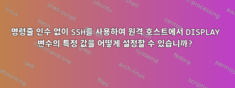 명령줄 인수 없이 SSH를 사용하여 원격 호스트에서 DISPLAY 변수의 특정 값을 어떻게 설정할 수 있습니까?