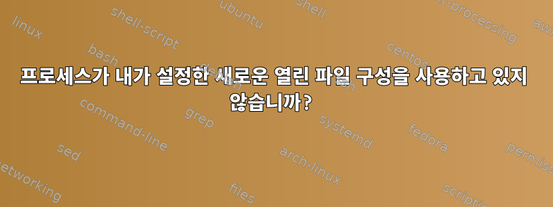 프로세스가 내가 설정한 새로운 열린 파일 구성을 사용하고 있지 않습니까?