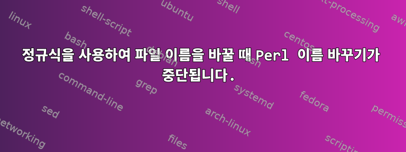 정규식을 사용하여 파일 이름을 바꿀 때 Perl 이름 바꾸기가 중단됩니다.