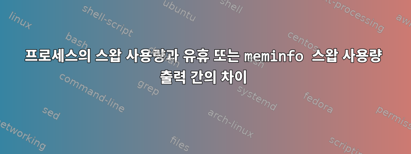 프로세스의 스왑 사용량과 유휴 또는 meminfo 스왑 사용량 출력 간의 차이