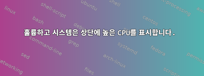 훌륭하고 시스템은 상단에 높은 CPU를 표시합니다.