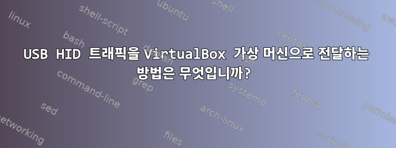 USB HID 트래픽을 VirtualBox 가상 머신으로 전달하는 방법은 무엇입니까?