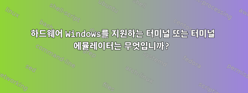 하드웨어 Windows를 지원하는 터미널 또는 터미널 에뮬레이터는 무엇입니까?