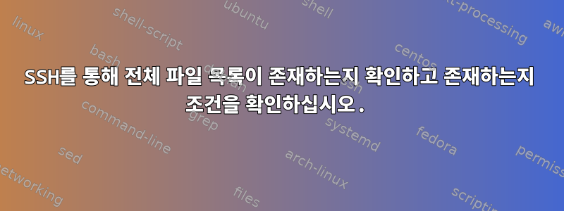 SSH를 통해 전체 파일 목록이 존재하는지 확인하고 존재하는지 조건을 확인하십시오.