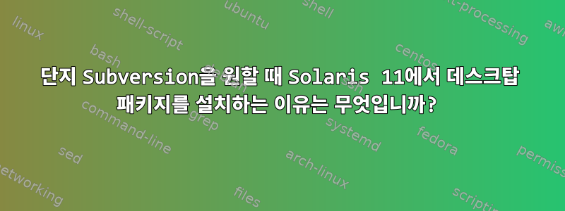 단지 Subversion을 원할 때 Solaris 11에서 데스크탑 패키지를 설치하는 이유는 무엇입니까?