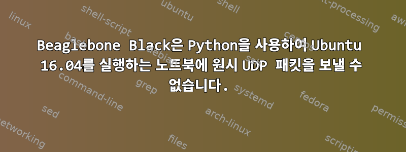 Beaglebone Black은 Python을 사용하여 Ubuntu 16.04를 실행하는 노트북에 원시 UDP 패킷을 보낼 수 없습니다.