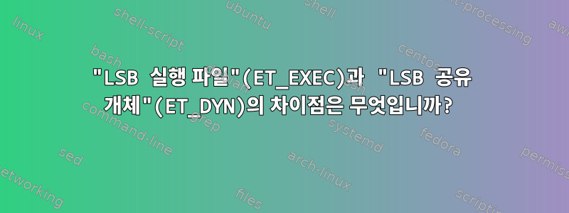 "LSB 실행 파일"(ET_EXEC)과 "LSB 공유 개체"(ET_DYN)의 차이점은 무엇입니까?