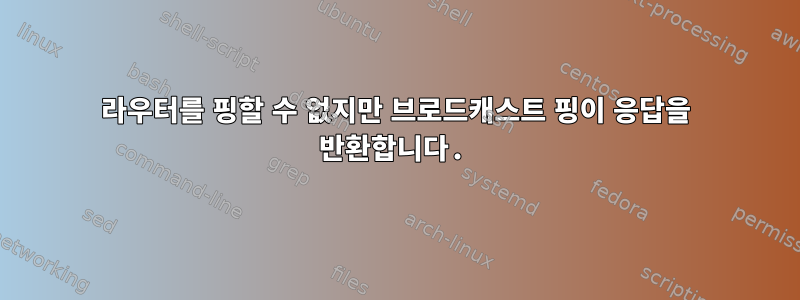 라우터를 핑할 수 없지만 브로드캐스트 핑이 응답을 반환합니다.