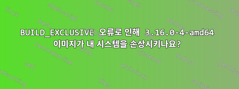 BUILD_EXCLUSIVE 오류로 인해 3.16.0-4-amd64 이미지가 내 시스템을 손상시키나요?