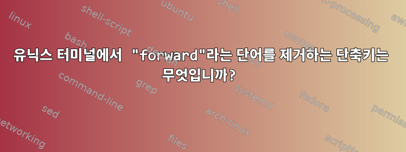 유닉스 터미널에서 "forward"라는 단어를 제거하는 단축키는 무엇입니까?