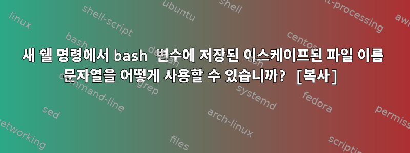 새 쉘 명령에서 bash 변수에 저장된 이스케이프된 파일 이름 문자열을 어떻게 사용할 수 있습니까? [복사]