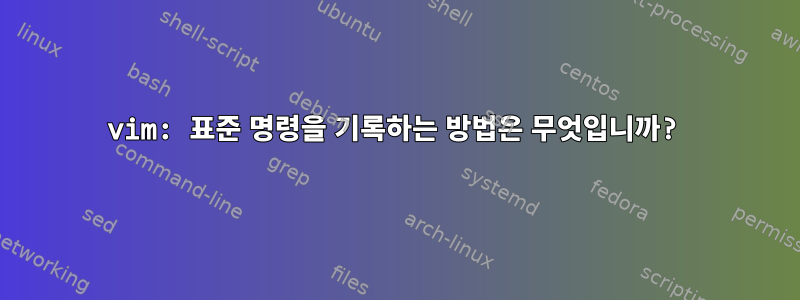 vim: 표준 명령을 기록하는 방법은 무엇입니까?