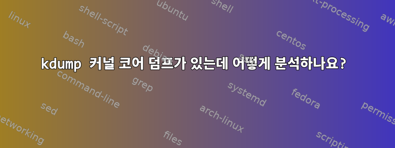 kdump 커널 코어 덤프가 있는데 어떻게 분석하나요?