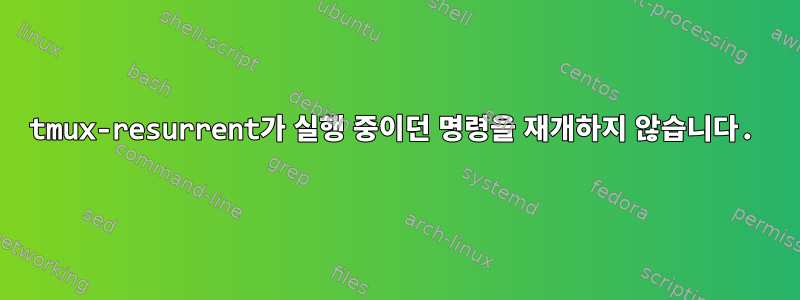 tmux-resurrent가 실행 중이던 명령을 재개하지 않습니다.