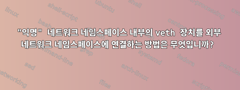 "익명" 네트워크 네임스페이스 내부의 veth 장치를 외부 네트워크 네임스페이스에 연결하는 방법은 무엇입니까?