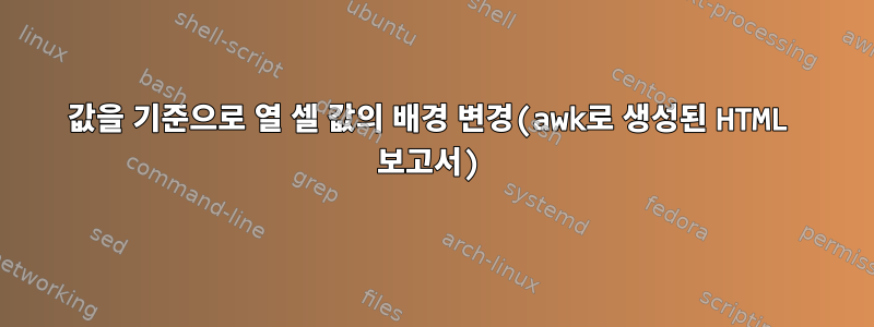 값을 기준으로 열 셀 값의 배경 변경(awk로 생성된 HTML 보고서)