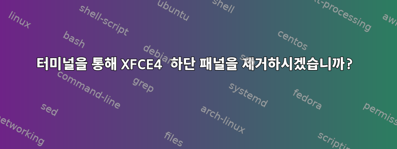 터미널을 통해 XFCE4 하단 패널을 제거하시겠습니까?