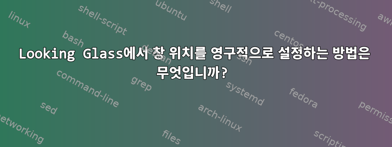 Looking Glass에서 창 위치를 영구적으로 설정하는 방법은 무엇입니까?