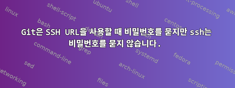 Git은 SSH URL을 사용할 때 비밀번호를 묻지만 ssh는 비밀번호를 묻지 않습니다.