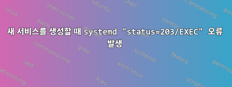 새 서비스를 생성할 때 systemd "status=203/EXEC" 오류 발생