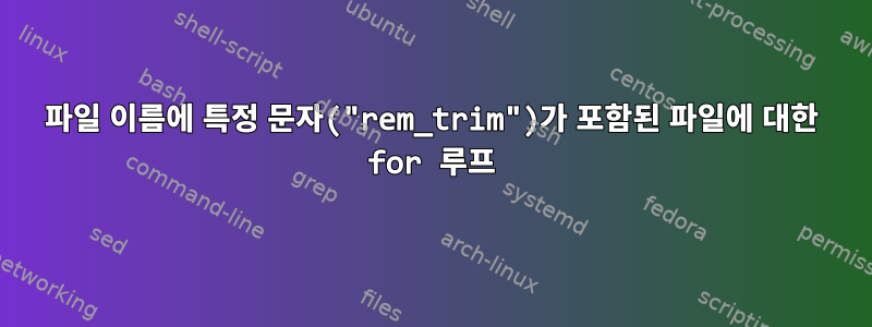 파일 이름에 특정 문자("rem_trim")가 포함된 파일에 대한 for 루프