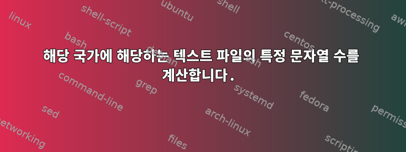 해당 국가에 해당하는 텍스트 파일의 특정 문자열 수를 계산합니다.