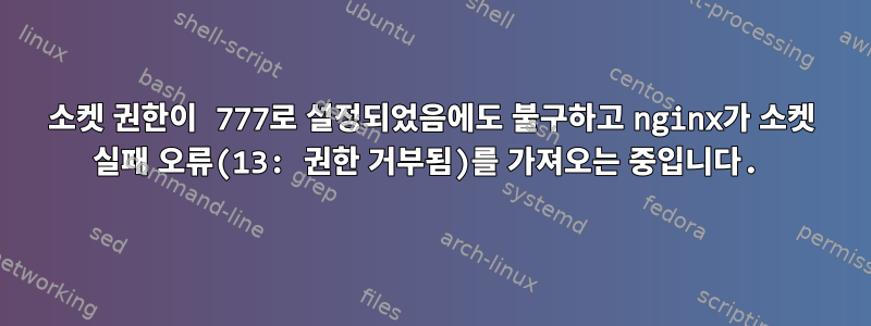 소켓 권한이 777로 설정되었음에도 불구하고 nginx가 소켓 실패 오류(13: 권한 거부됨)를 가져오는 중입니다.