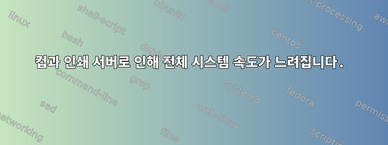 컵과 인쇄 서버로 인해 전체 시스템 속도가 느려집니다.