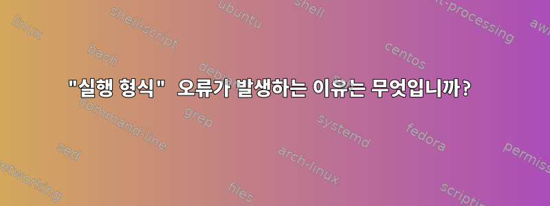 "실행 형식" 오류가 발생하는 이유는 무엇입니까?