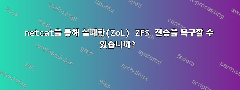 netcat을 통해 실패한(ZoL) ZFS 전송을 복구할 수 있습니까?