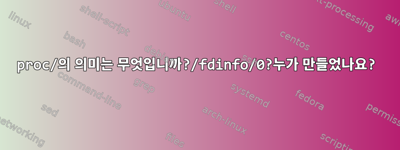 proc/의 의미는 무엇입니까?/fdinfo/0?누가 만들었나요?