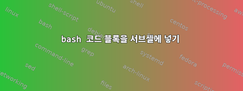 bash 코드 블록을 서브셸에 넣기