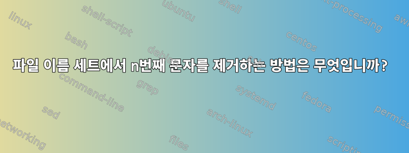 파일 이름 세트에서 n번째 문자를 제거하는 방법은 무엇입니까?