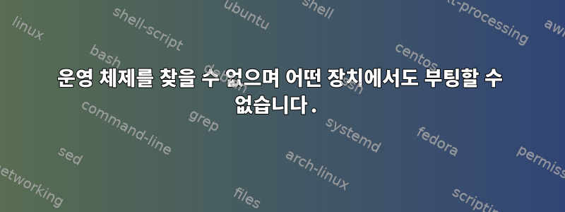 운영 체제를 찾을 수 없으며 어떤 장치에서도 부팅할 수 없습니다.