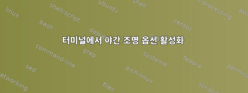 터미널에서 야간 조명 옵션 활성화