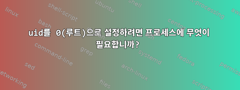 uid를 0(루트)으로 설정하려면 프로세스에 무엇이 필요합니까?